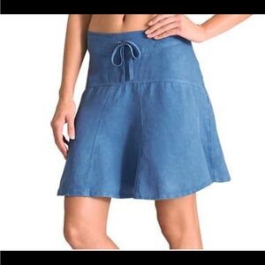 Athleta 100% Linen Blue Daydream Tennis Skirt w/ Drawstring Size 10
